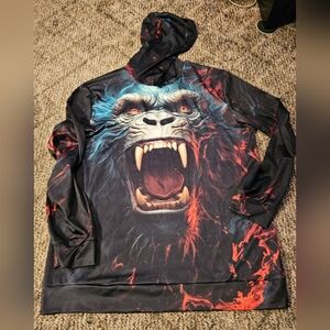 Graphic Gorilla Hoodie with Red and Blue Accents XL